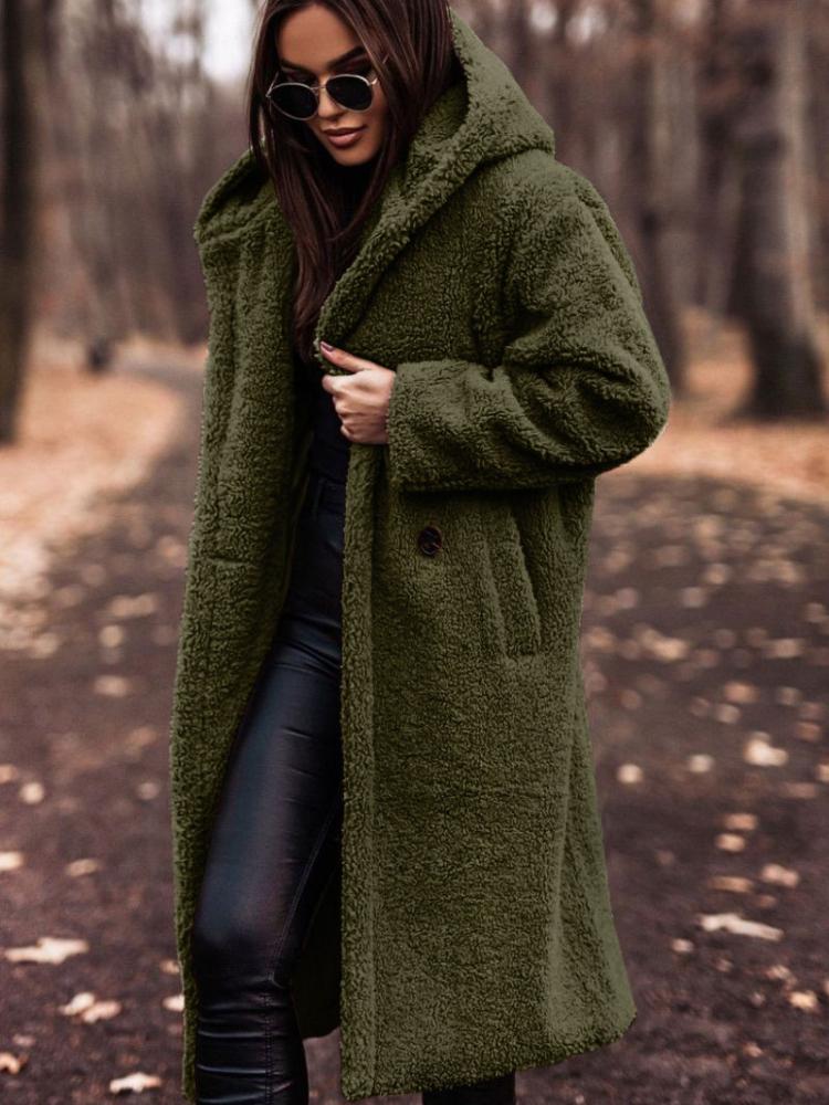 Long Plush Fleece Coat for Women, Soft Warm Winter Outerwear, Multiple Colors Available