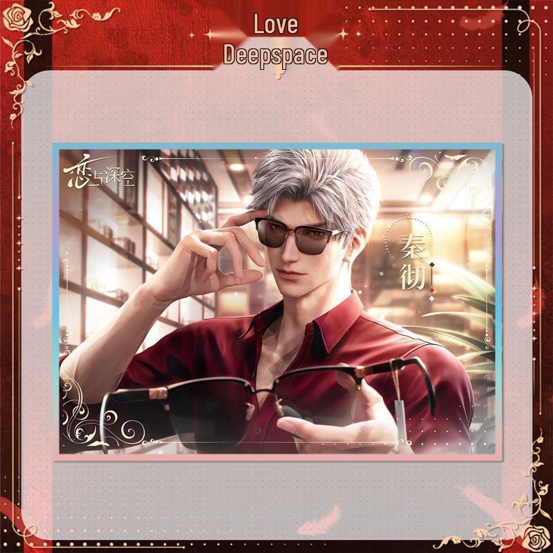 Love & Deepspace Qin Che Dark Point Acrylic Standee Keychain with Double Flash Badge Button