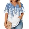 T-shirt Top Casual Stampata da Donna con Scollo a V a Maniche Corte Taglia Larga