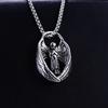 Trendy Men's Titanium Wheat Ear Cross Pendant Necklace with Long Pearl Chain