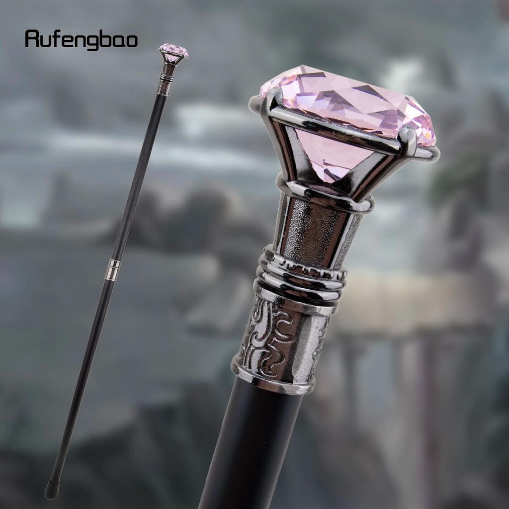 Rosa Diamant Typ Silber Gehstock Mode Dekorativer Gehstock Gentleman Elegant Cosplay Gehstock Knauf Crosier 93 cm
