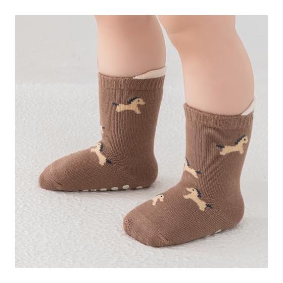 [HAYAHARU] Cute Baby Socks, Baby Socks, Children, Crew Length, Anti-Slip, For Boys, Girls, Going To Kindergarten or School, Antibacterial Cotton,