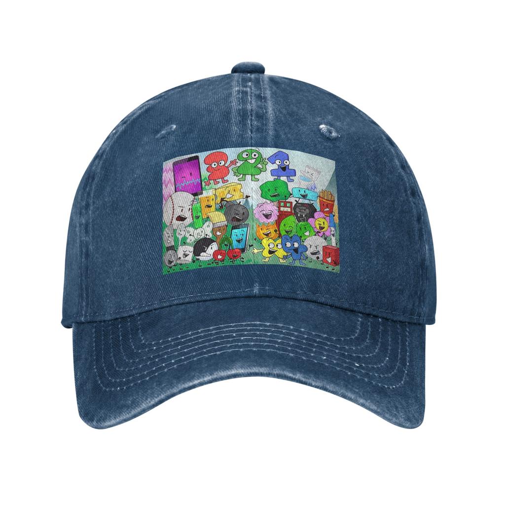 BFDI Inanimate Battle for Dream Island Anime Denim Fabric Cap Casual Baseball Caps Adjustable Hat Summer Unisex Baseball Hats
