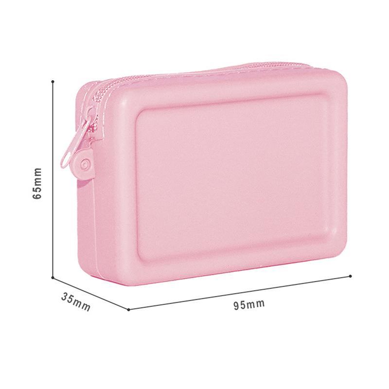 

Силиконовый органайзер косметичка винтажный водонепроницаемый гладкая молния держатель для наушников цвет макарон кошелек для монет портативный чехол S розовый