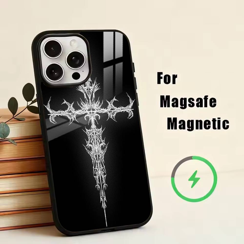Cyber Sigil Cross   Phone Case For iPhone17,16,15,14,13,12,11 Plus,Pro Magnetic For Magsafe Wireless Charging