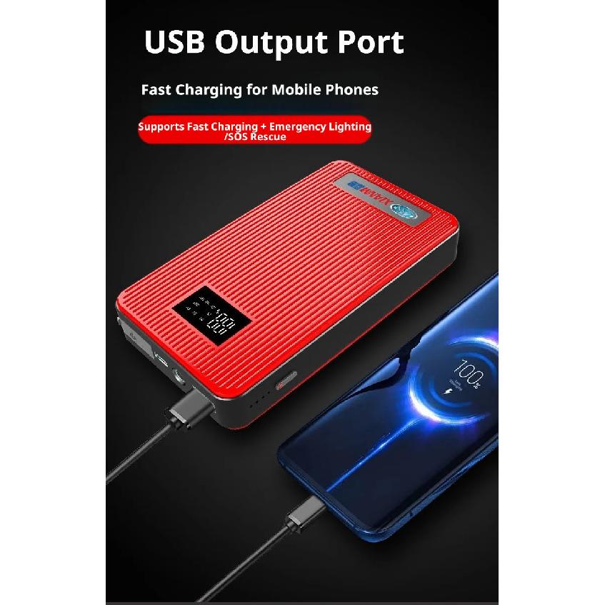 Car Emergency Jump Starter 12V Power Bank, Motorcycle Vehicle Starter Battery Booster Rescue Jump Starter Tool.