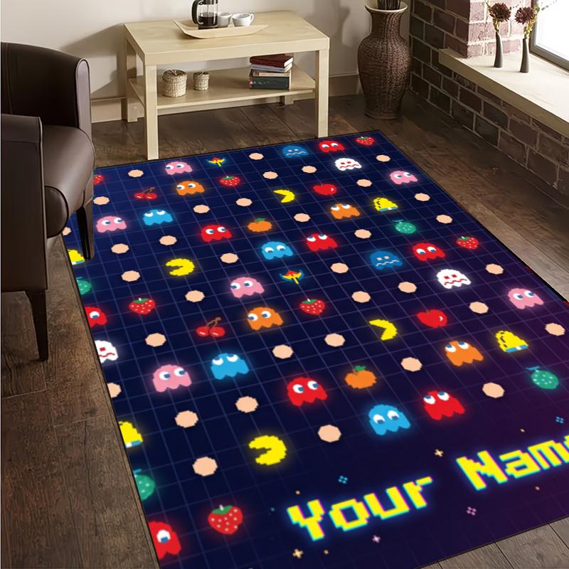 Custom Name Pac Game Rug - Decorative Non-slip Carpet With YourName For Bedroom Or Office Perfect Gift For Family And Friends