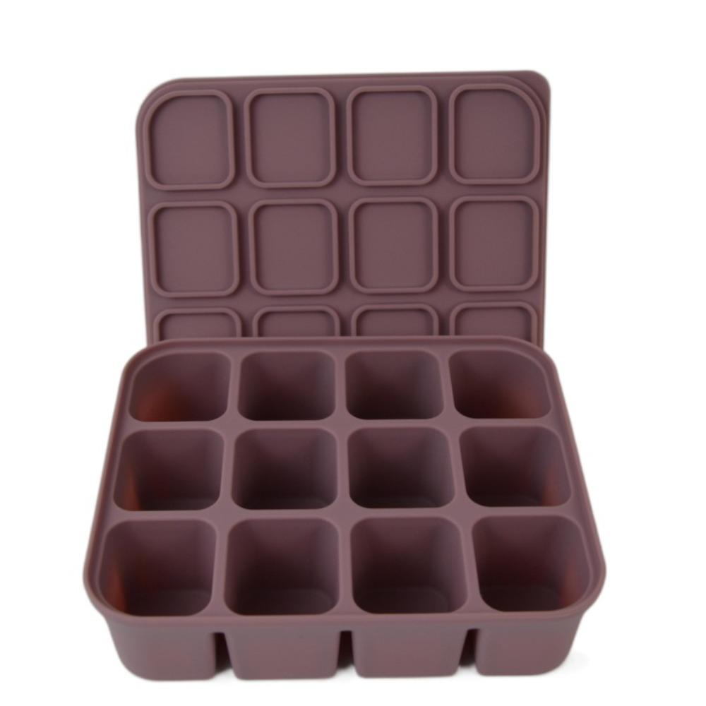 

Squared Shape Ice Cube Maker 4/6/12 Grid Baby Supplementary Food Mould Ice Cube Mold Soup Purple 12 Gird