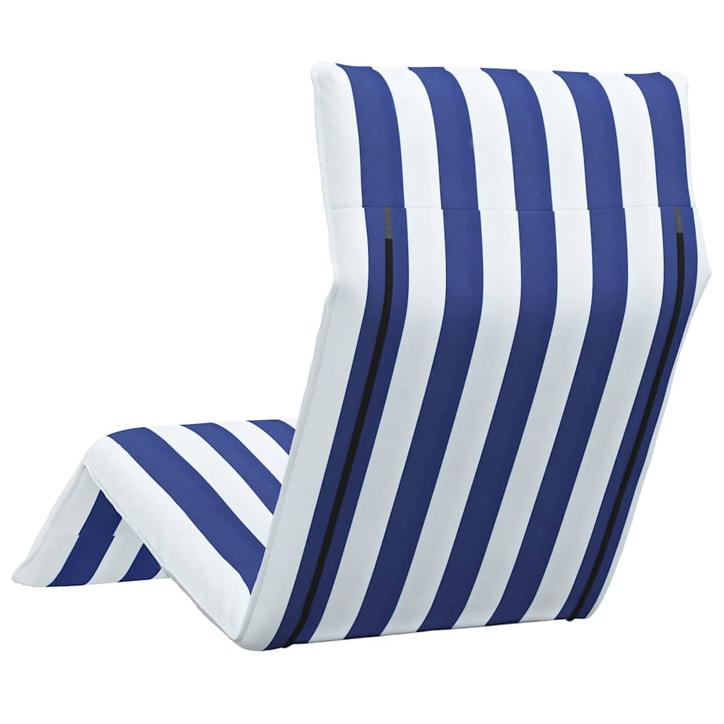 Folding Sun Lounger Blue and White 175 X 54 X 8.5 Cm Oxford Fabric
