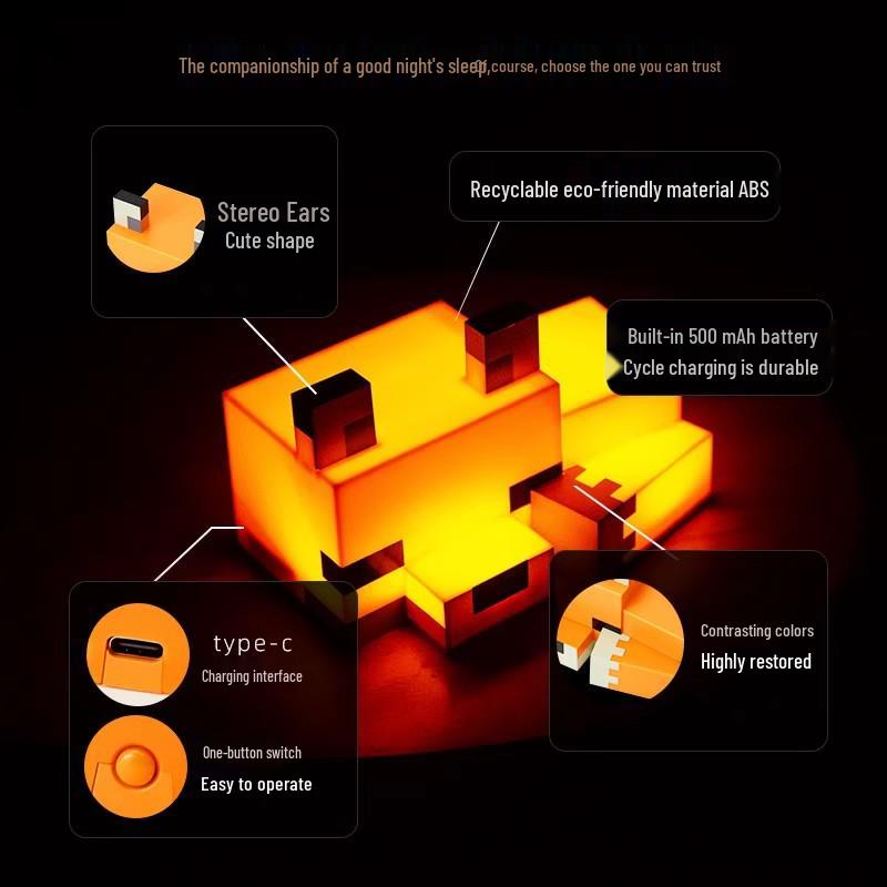 Minecraft Fox Color-Changing Night Light Torch - Toy & Birthday Gift