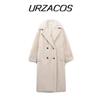 Western Style Winter Mid-Length Thickened Double Breasted Fleece Coat Outerwear Trench coat Women 1255766 712