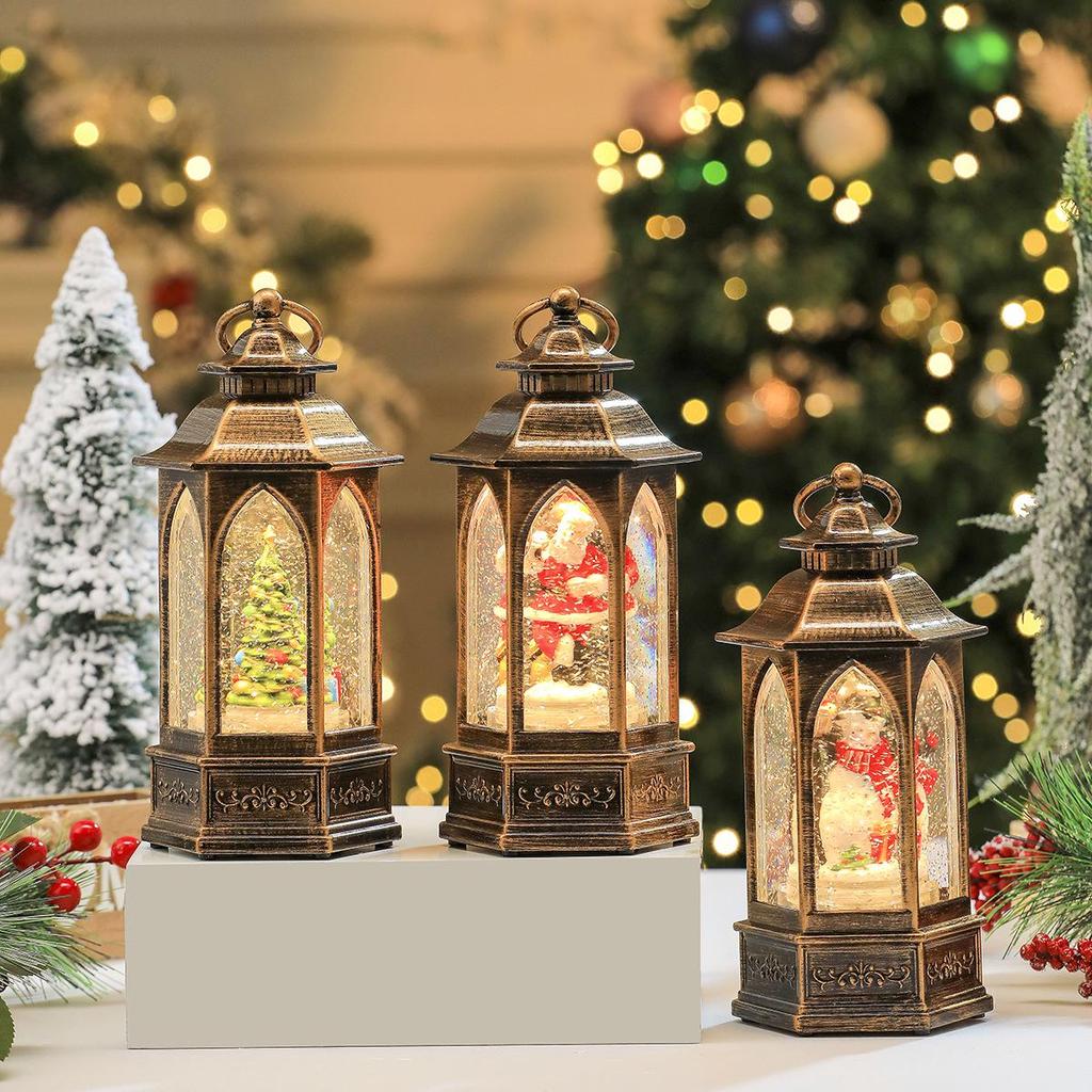Luminous Hexagonal Rotating Snow Globe Lantern Music Box - Christmas Gift for Children
