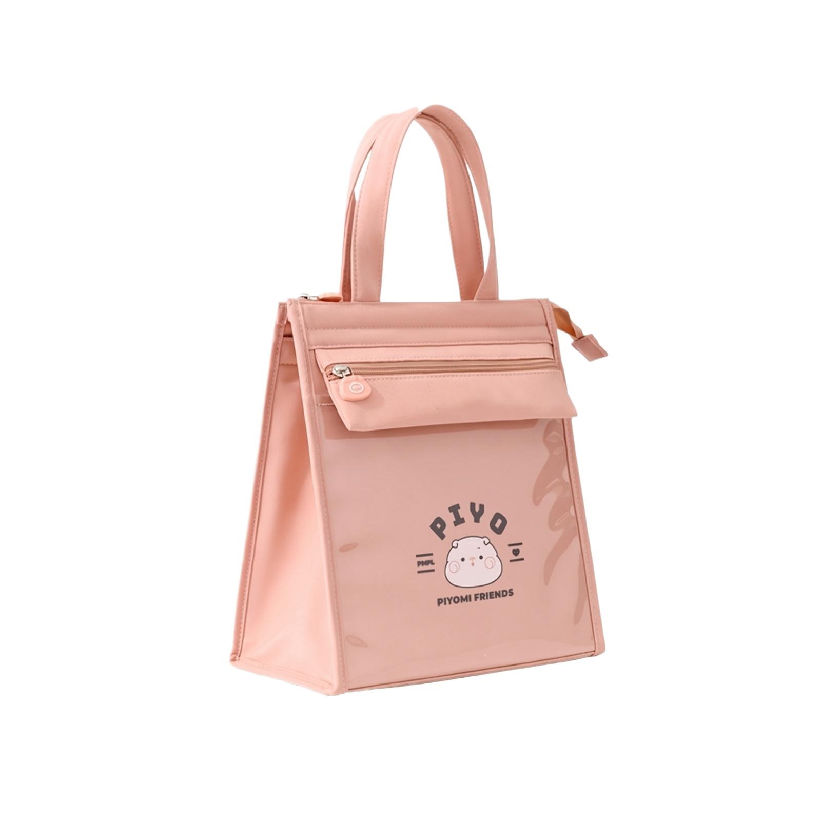

Insulated Lunch Bag Portable Thermal Food Carrier Handheld Bento Box Cooler Tote Bag for Students and Office Use one size розовый