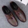 Simple Casual Leather Shoes for Men Comfortable Oxford Shoes Outdoor Walking Footwear Vintage Style Male Formal Dress Footwear