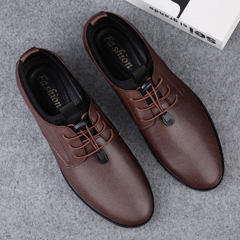 Simple Casual Leather Shoes for Men Comfortable Oxford Shoes Outdoor Walking Footwear Vintage Style Male Formal Dress Footwear