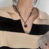 Niche design beaded love necklace, dark butterfly sweet cool wind light luxury adjustable collarbone chain