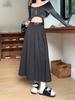 Vintage College Woolen Pleated Skirt Women's Autumn and Winter High Waist Skirt Versatile Umbrella Skirt Medium and Long Skirt