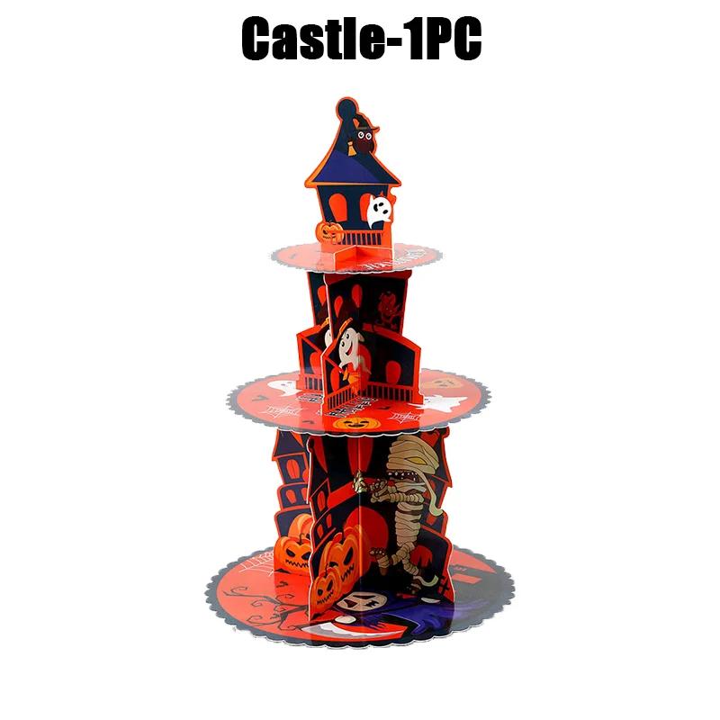 

10Pcs Halloween Decoration Pumpkin Multi-tier Cake Stand Ghost Festival Party Decoration Cake Stand Christmas 3D Paper Cake Tray