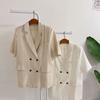 Honey J Linen Double Collar Short Sleeve Jacket 2color