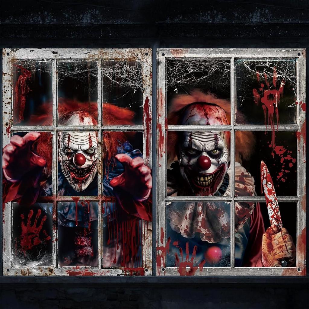 Halloween 2-pack Door And Window Curtain Background Hanging Cloth Horror Ghosts Outdoor Decoration Scene Hanging Cloth