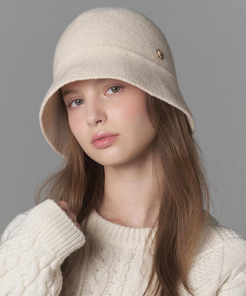 Hwaiteusaenjeu Lambswool Ribbon Bonnet Hat Grass (5 Colors)