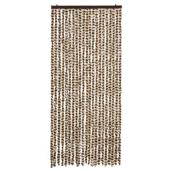 VidaXL Fly Curtain, Insect Screen with Hook, Adjustable Length and Width Door Curtain, Beige and Brown 377388