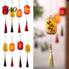 Hanfu Accessory Lanterns Traditional Mini Chinese Lantern with LED Light, Handheld Middle Auspicious Home Decor Autumn Festival for Spring Festival,