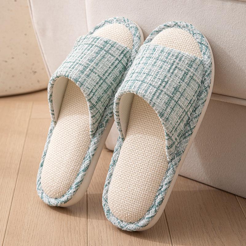 Linen breathable slippers women's four seasons indoor home non-slip deodorant silent soft bottom couple household floor mopping men
