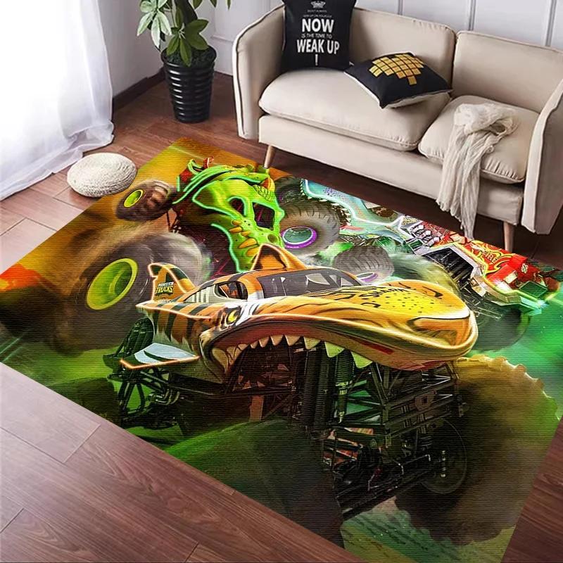 H-Hot Wheels-Themed Large Carpet Mat for Bedroom and Living Room Decor Stylish Area Rug Long Hallway Entryway Doormat Durable