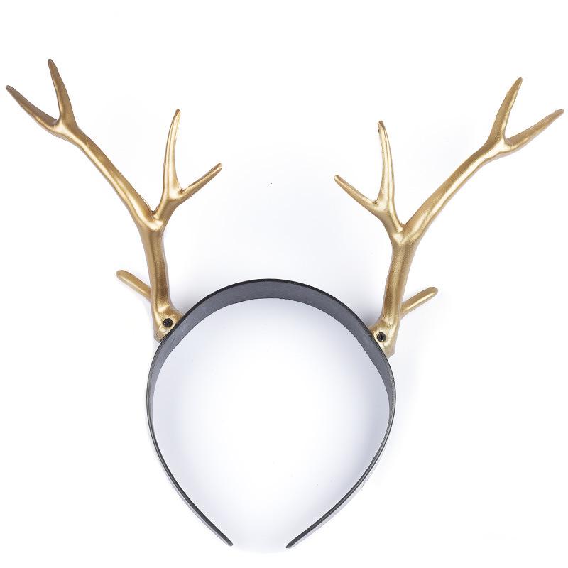 Gold Creative Antler Headwear for Halloween & Christmas Role-Play