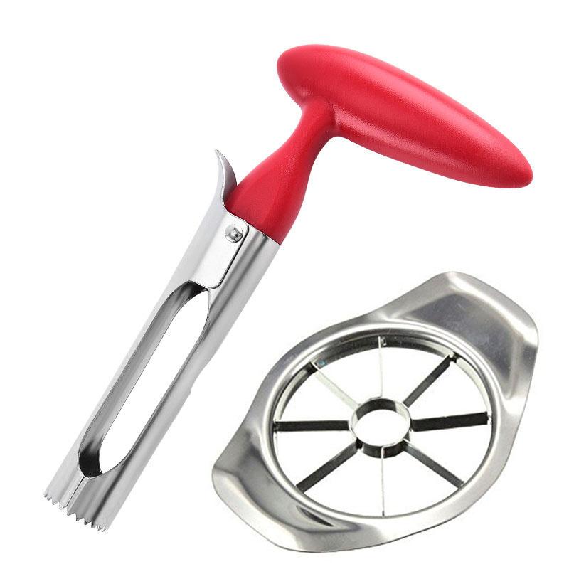 2pcs Apple Slicer and Corer Set Stainless Steel Fruit Seeder Core Remover with Non-Slip Handles for Tomato Pear Peach Cutting
