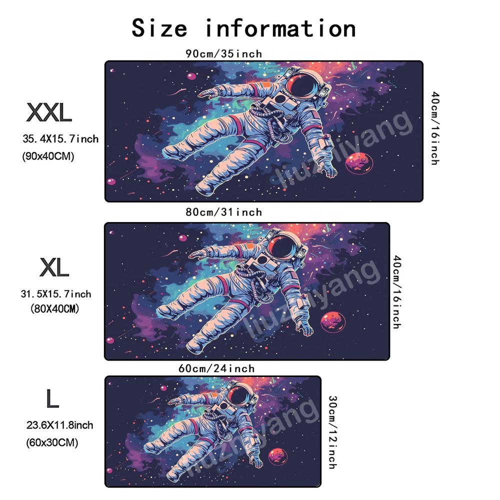 Astronaut Mouse Pad Large Computer Office Game Table Mat Xxl Rubber AntiSlip Stitched Edge Keyboard Mats Washable Desk Pads