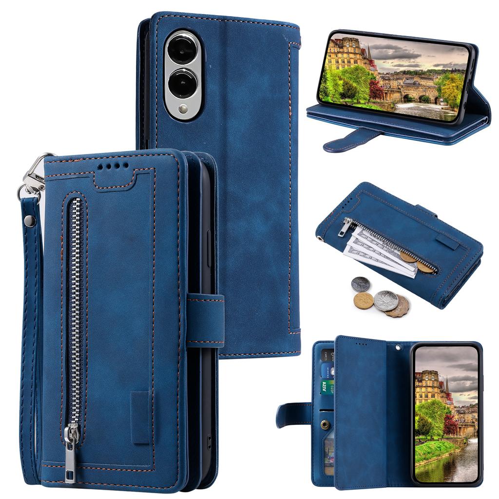 For Samsung Galaxy S25 Edge Case PU Leather Phone Cover with Zipper Wallet 9 Card Slots