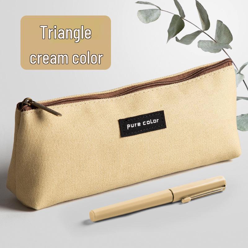 Large Capacity Canvas Pencil Case for Students: Simple, Cute Stationery Box for Boys and Girls