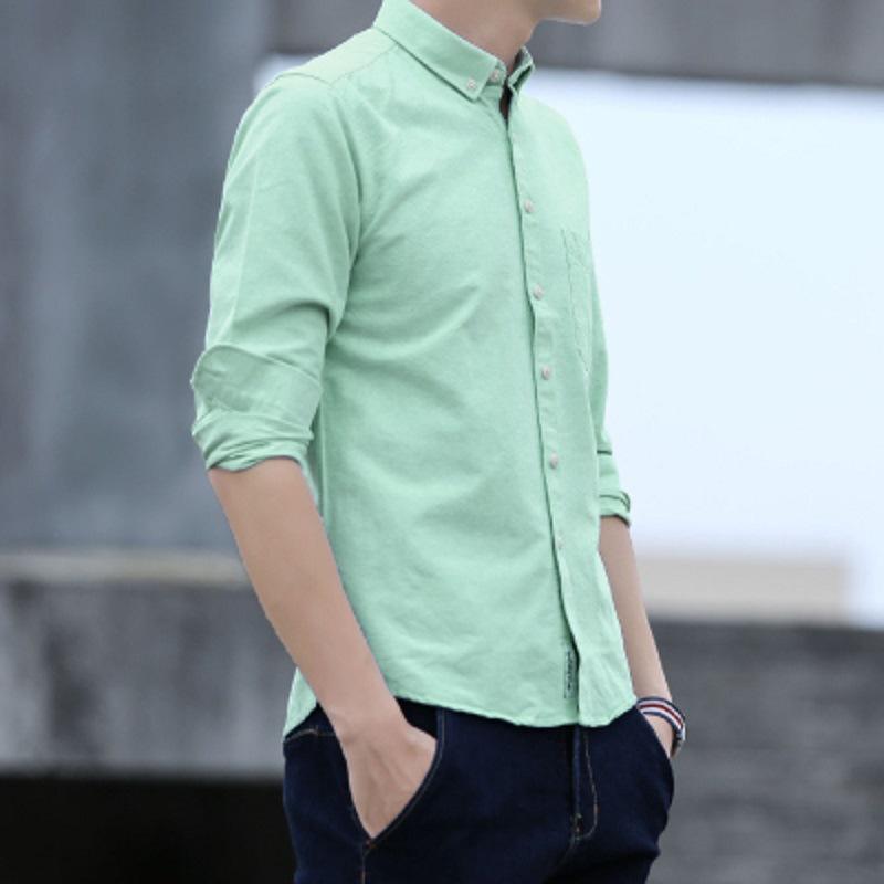 

Молодежная и модная хлопковая рубашка с длинными рукавами 4XL зелёный