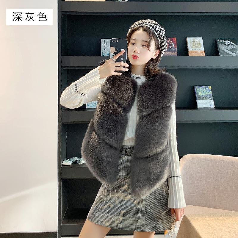 Autumn and winter clothing imitation fur vest women's short vest imitation fox fur vest splicing jacket