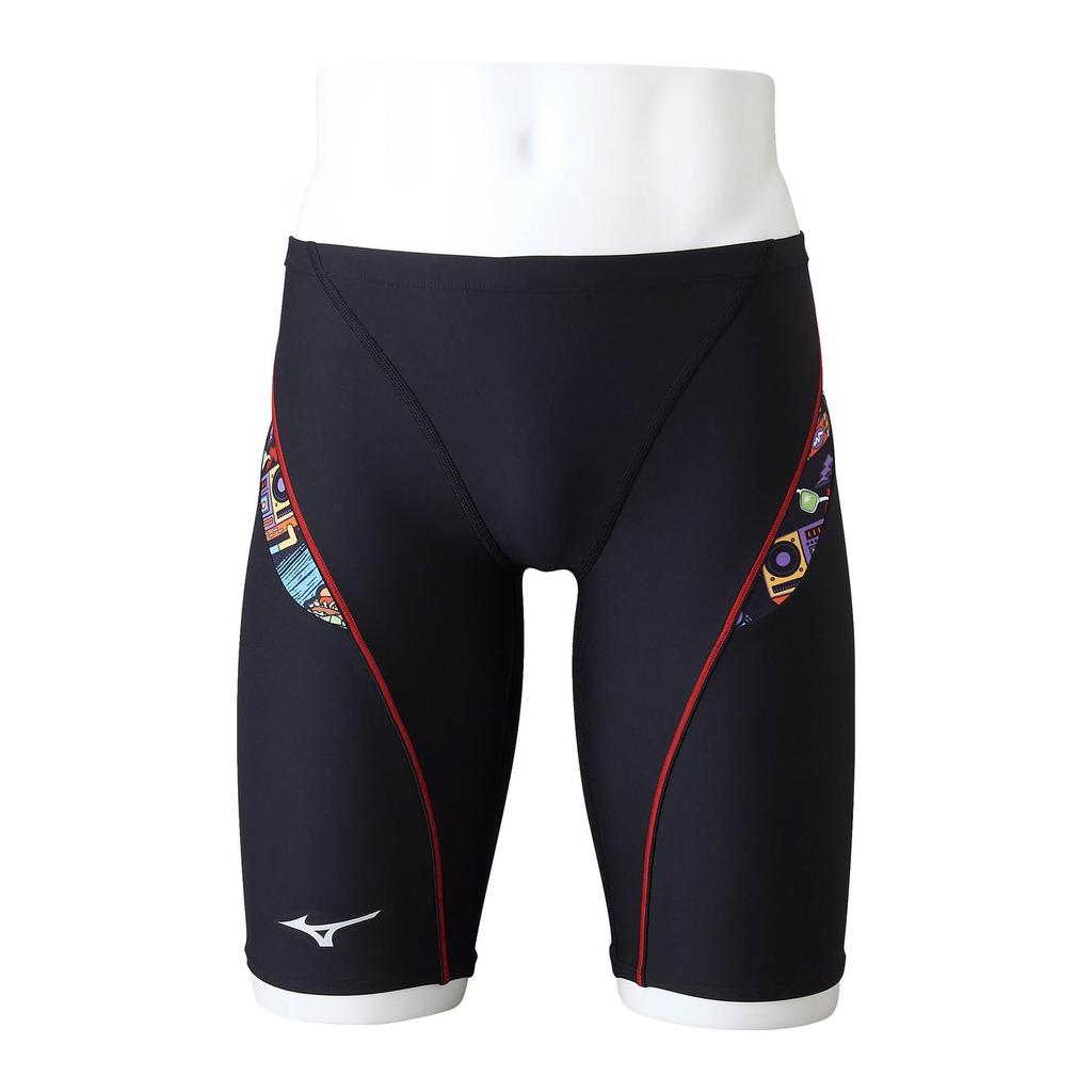 Mizuno Exersuit Half Spats for Competitive and Training Swimwear Men's N2MBA588, Black/Monotone,