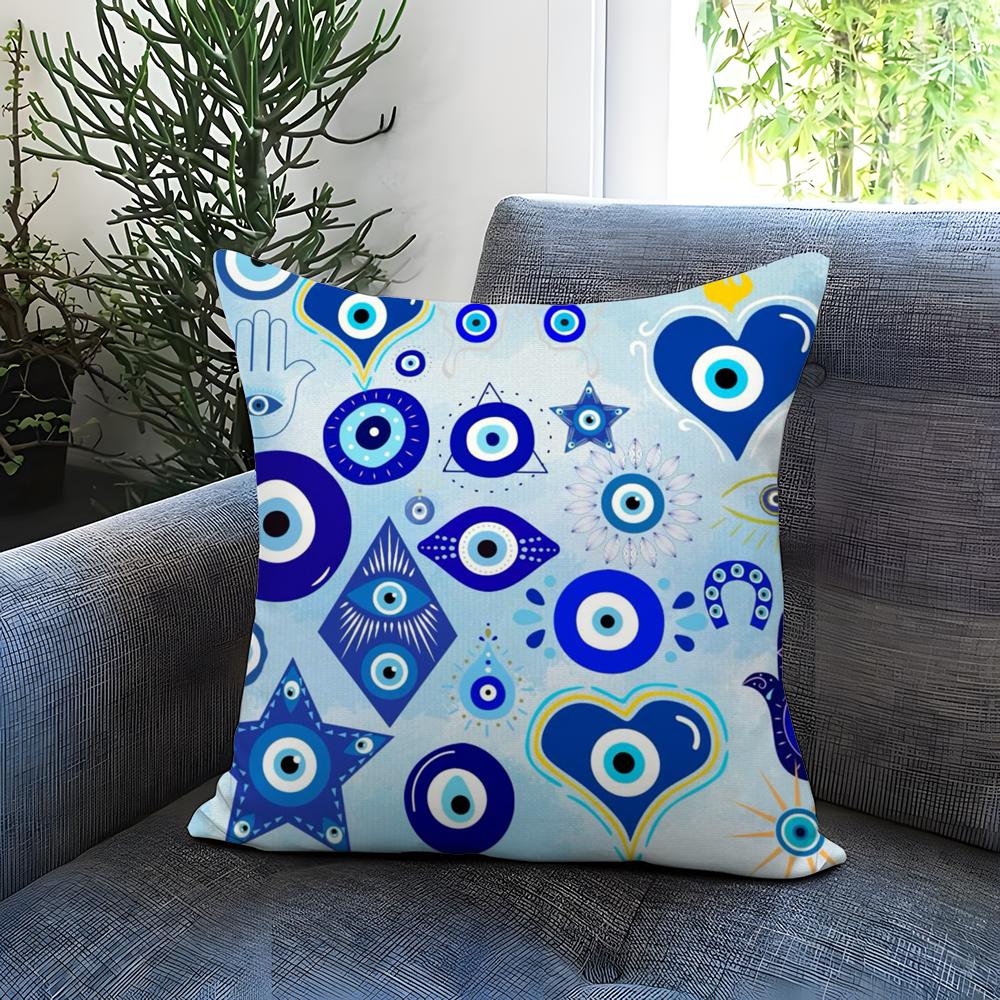 Art Evil Eye Symbol Cushion Cover Comfortable Reversible Pillow Cover Ideal for Car Sofa Bedroom & Beyond
