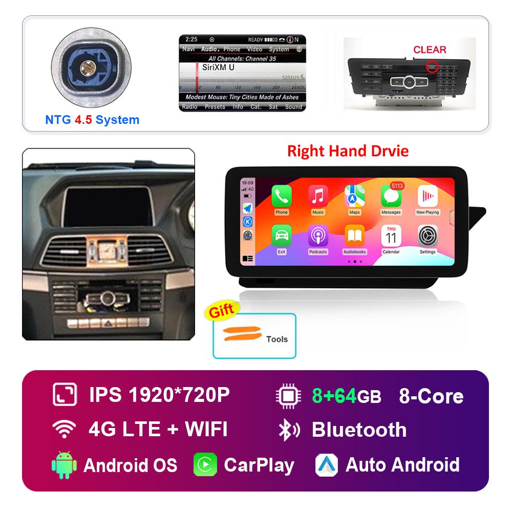 12.3'' Right Hand Drvie for Mercedes Benz E Class C207 W207 2009 - 2015 NTG 4.0 4.5 System Android Car Radio Multimedia Player