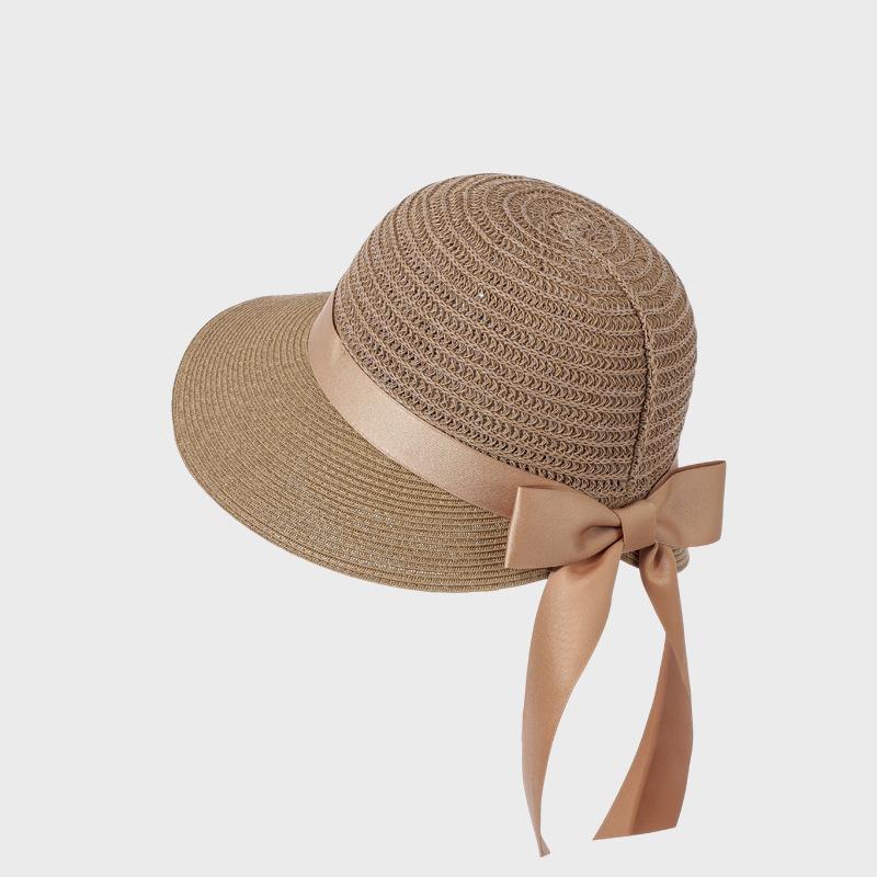 Sunscreen Straw Hat Women's Summer Hollow-Out Breathable Bow Sun Hat