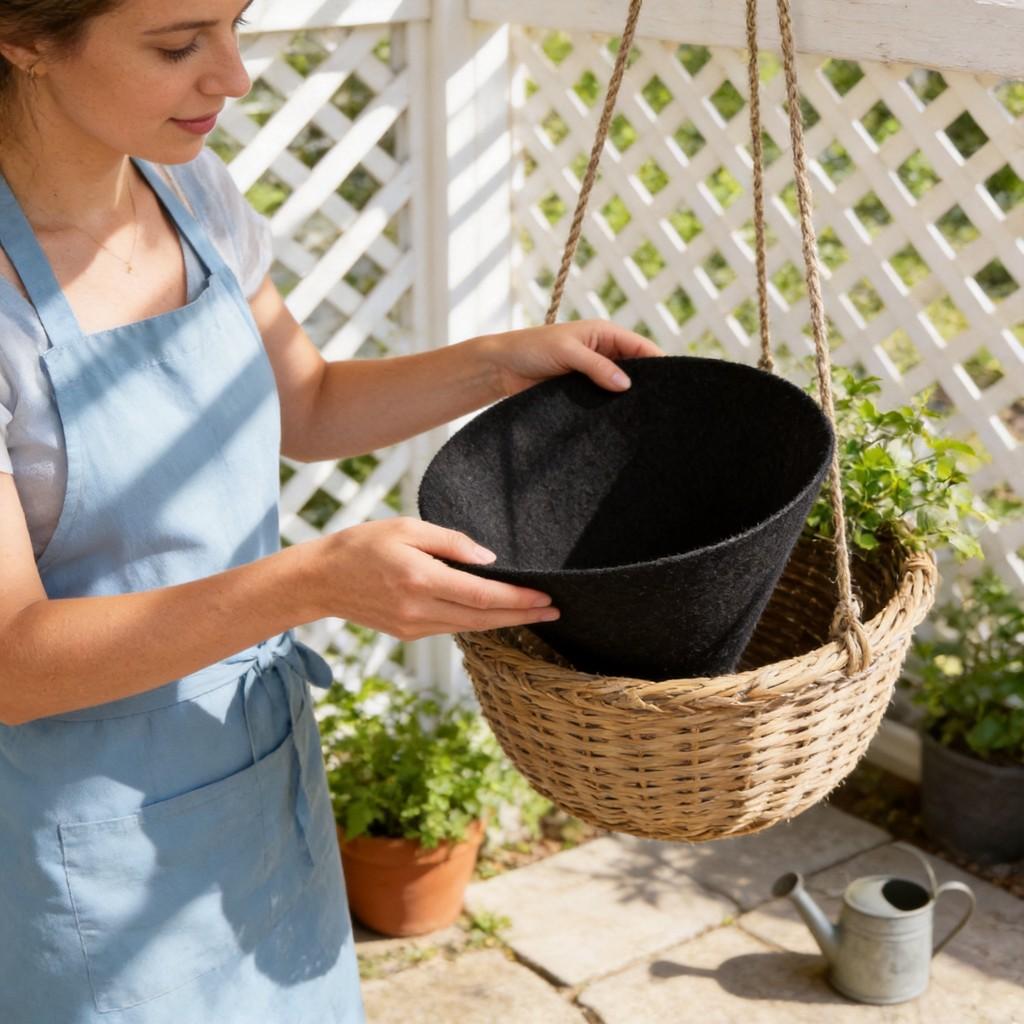 Cone Shaped Plant Pot Liner With Felt Material For Outdoor Garden Decor