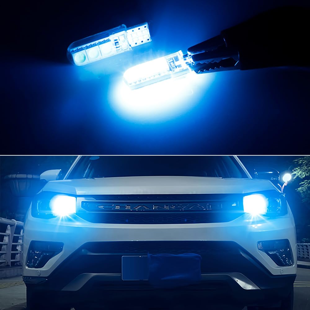 Futwod T10 LED Position Lamp Ice Blue LED Bulb Silicone