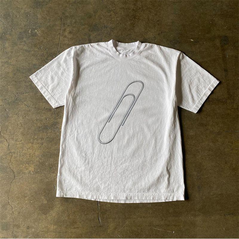 

Xiao Chen s Story Is 260G More than Heavy Weight Pure Cotton! round Neck Loose Paper Clip Print Creative Men s and Women s Short-Sleeved T-shirt White S [260g Heavy weight pure cotton]]