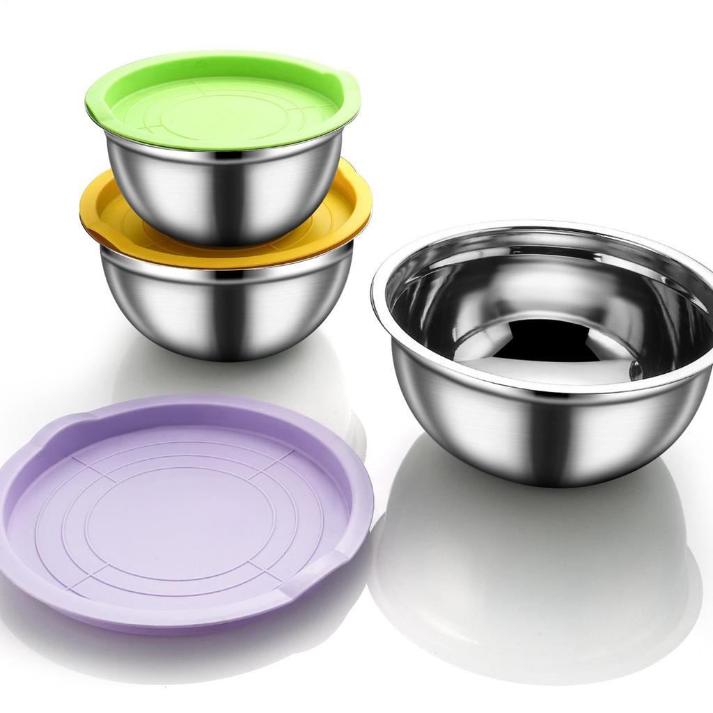 Steel Mixing Bowls Stainless Steel Round Nesting Non-Slip Salad Making Mixing Bowls For Sauce Snacks Eggs Seasonings Vegetables