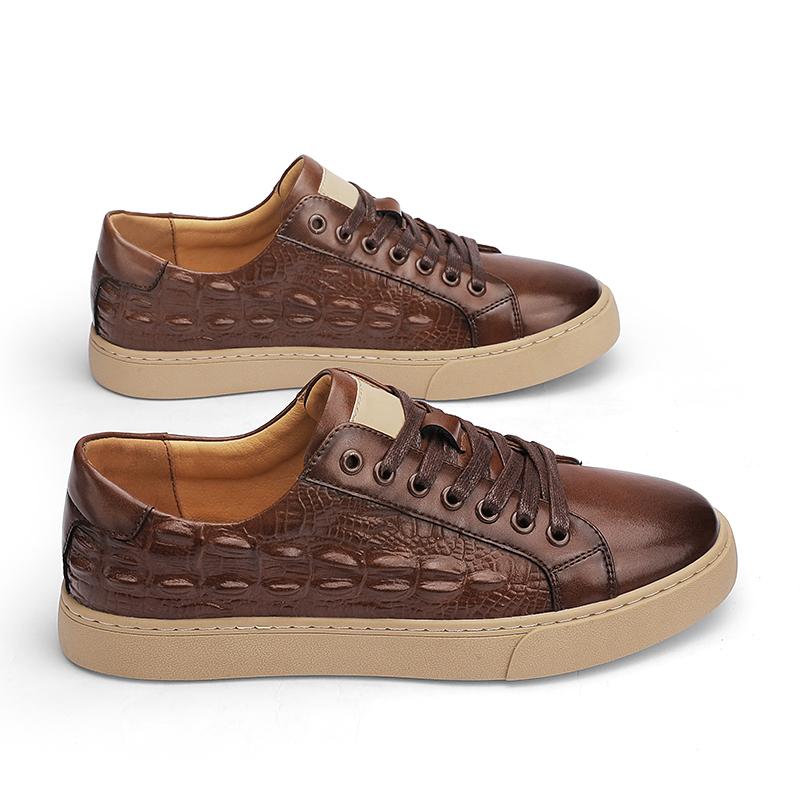 

Модные повседневные мужские кроссовки из натуральной кожи, деловые высококачественные туфли на шнуровке, удобные для взрослых, для вечеринок и офисов 44 коричневый