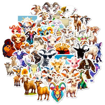 50 Stickers Goat Animal Stickers New Product Personalized DIY Water Cup Decoration Stickers Repeatedly Stickers Waterproof