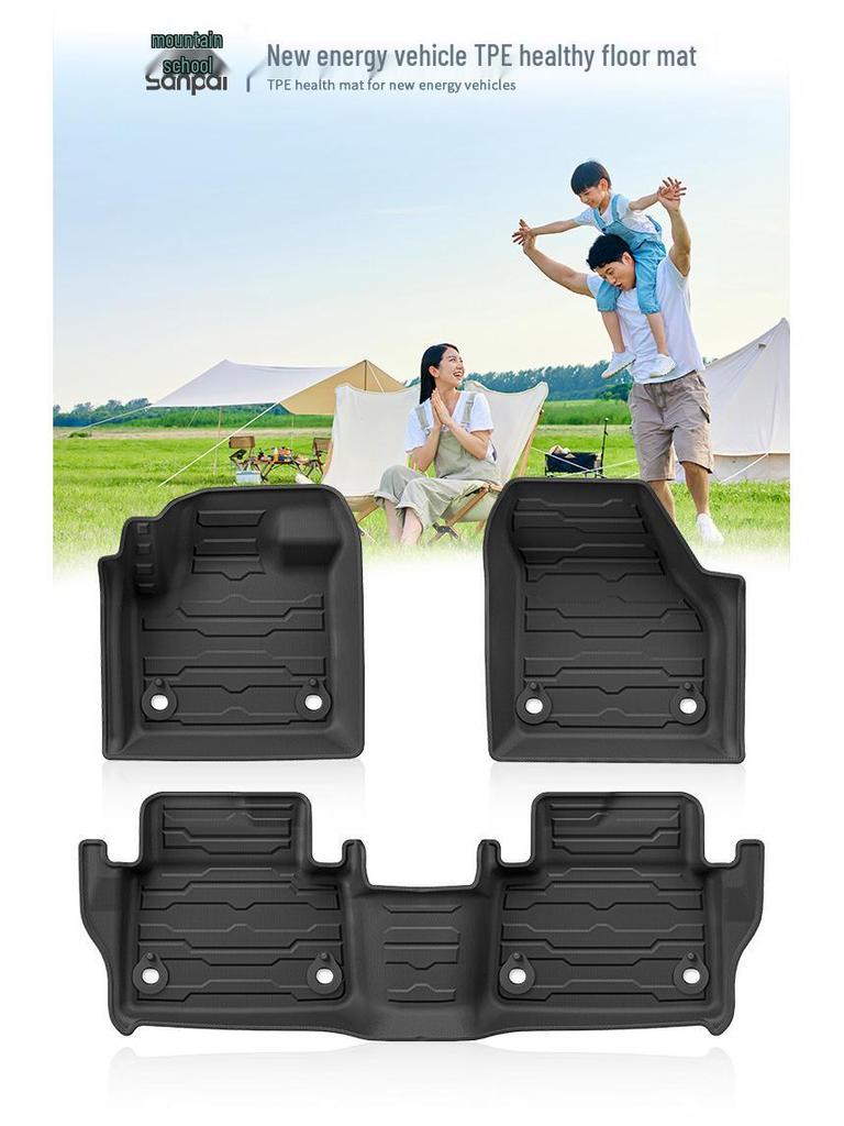 Eco-friendly TPE Floor Mats for Land Rover Discovery Sport (2018-2025), Including Trunk and Backrest Pads.