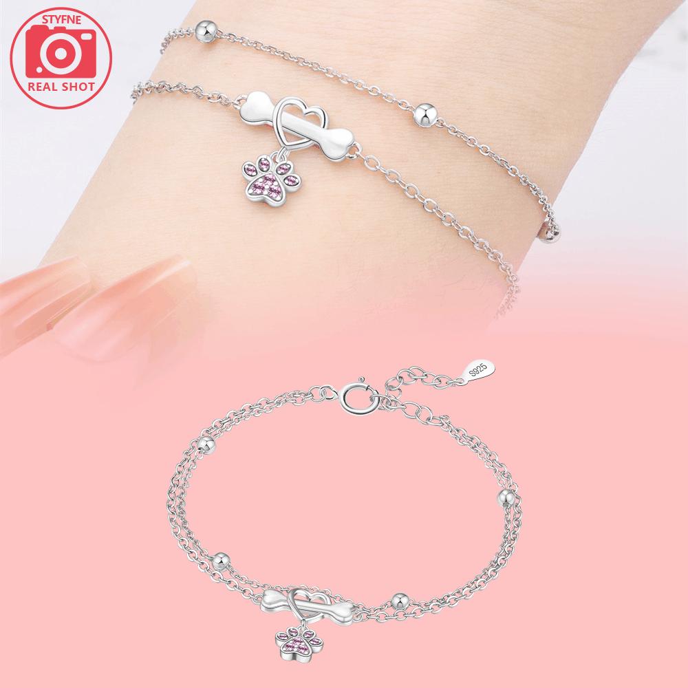 

Bracelet High Quality Fine Jewelry Copper Metal Authentic Original I Love Cute Pet Bone Tassel Claw Print Bracelet High Quality Fine Jewelry Ideal