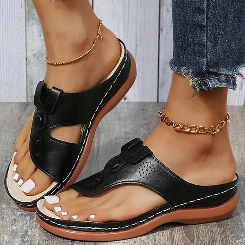 Women Sandals Orthopedic Wedge Heels Summer Slippers Shoes for Women 2025 Female Open Toed Beach Sandal Flip Flops Zapatos Mujer