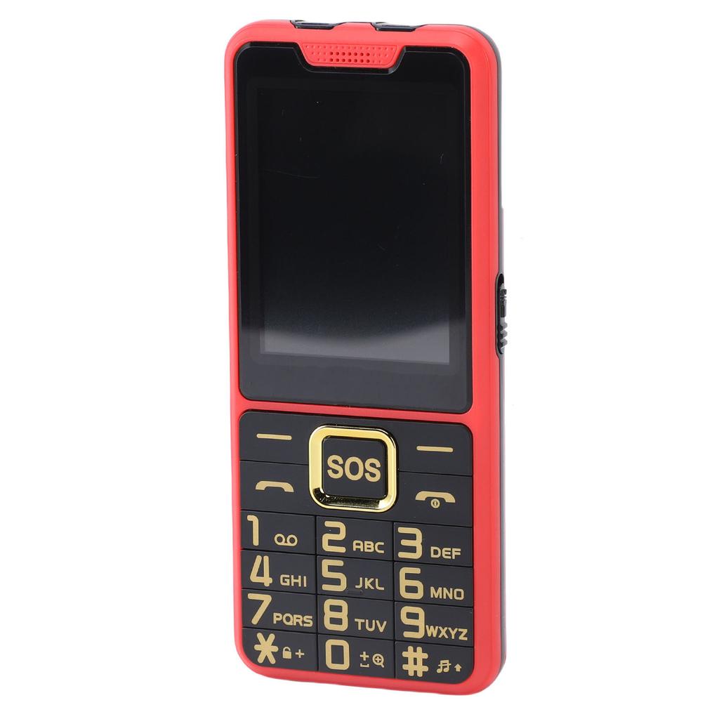 Big Key Phone Ultra Thin 2.6in 2 Flashlight BT 0.3MP Camera Voice Announcement Cell Phone 2G Red